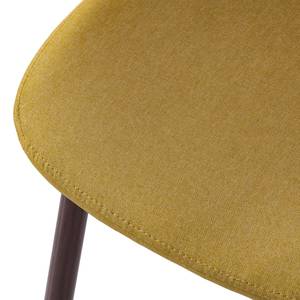 Chaise capitonnée Iskmo VI Tissu / Métal - Imitation noyer - Jaune moutarde - Lot de 2