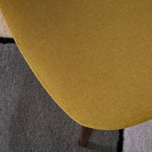 Chaise capitonnée Iskmo VI Tissu / Métal - Imitation noyer - Jaune moutarde - Lot de 2