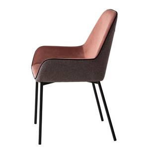 Gestoffeerde stoelen Evy II (set van 2) fluweel & geweven stof/metaal - zwart - Zalmkleurig