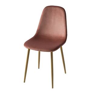 Gestoffeerde stoelen Iskmo VIII fluweel/metaal - eikenhouten look - Roze - 2-delige set