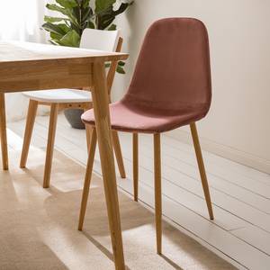 Gestoffeerde stoelen Iskmo VIII fluweel/metaal - eikenhouten look - Roze - 2-delige set