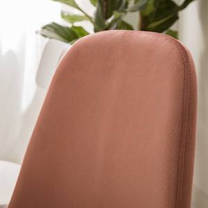 Chaise capitonnée Iskmo VIII Velours / Metall - Imitation chêne - Rose - Lot de 2