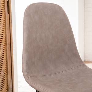 Chaise capitonnée Iskmo VII Imitation cuir / Métal - Noir - Taupe - Lot de 2