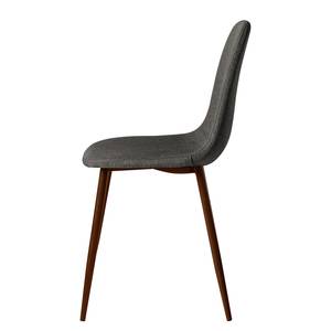 Gestoffeerde stoelen Iskmo VI geweven stof/metaal - walnotenhouten look - Grijs - 2-delige set