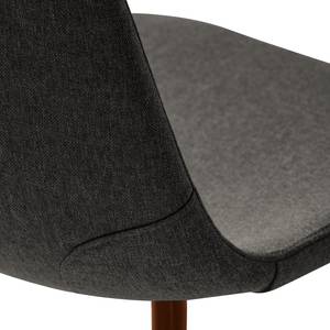 Chaise capitonnée Iskmo VI Tissu / Métal - Imitation noyer - Gris - Lot de 2