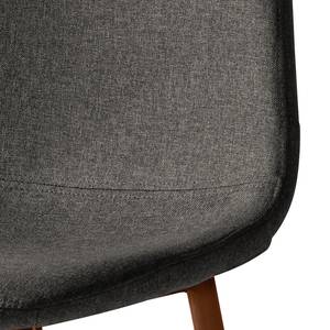 Chaise capitonnée Iskmo VI Tissu / Métal - Imitation noyer - Gris - Lot de 2