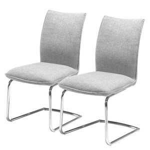 Chaises cantilever Emba (lot de 2) Tissu / Métal - Gris clair / Chrome