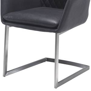 Chaise cantilever Katja Imitation cuir/ Acier inoxydable - Anthracite / Acier inoxydable