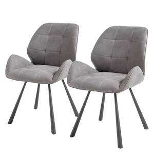 Gestoffeerde stoelen Vacha (set van 2) microvezel/metaal - lichtgrijs/zwart - Lichtgrijs
