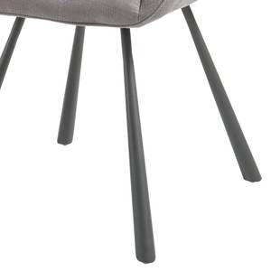 Gestoffeerde stoelen Vacha (set van 2) microvezel/metaal - lichtgrijs/zwart - Lichtgrijs