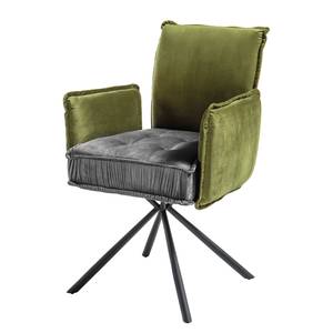 Chaise à accoudoirs Loon II Velours/ Métal - Vert kiwi / Noir