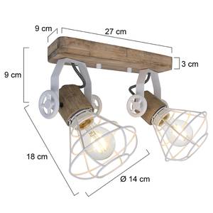 Plafondlamp Geurnsey ijzer - 2 lichtbronnen - Wit