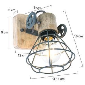 Wandlamp Geurnsey ijzer - 1 lichtbron - Grijs