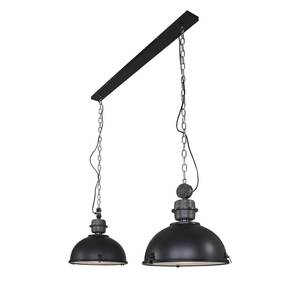 Hanglamp Bikkel I staal/glas - Zwart - Aantal lichtbronnen: 2