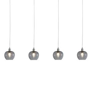 Hanglamp Lotus I transparant glas/staal - 3 lichtbronnen