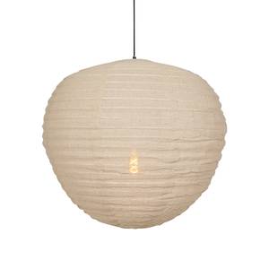 Suspension Bangalore II Tissu mélangé / Fer - 1 ampoule - Beige