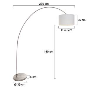 Lampadaire Mexlite V Tissu mélangé / Acier - 1 ampoule - Blanc