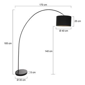 Staande lamp Mexlite V textielmix/staal - 1 lichtbron - Zwart