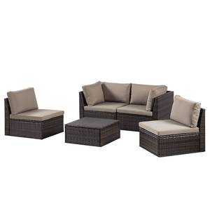 Loungeset Paradise Lounge III (5-teilig) Polyrattan / Polyester - Braun / Beige