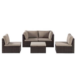 Loungeset Paradise Lounge III (5-teilig) Polyrattan / Polyester - Braun / Beige