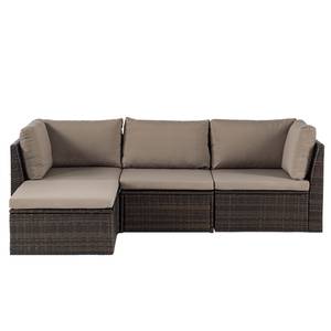 Loungeset Paradise Lounge II (4-teilig) Polyrattan / Polyester - Braun / Beige