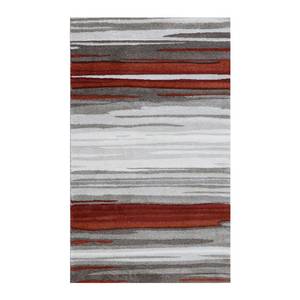 Kurzflorteppich Trend Lava Webstoff - Grau / Rot - 120 x 170 cm