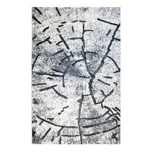 Tapis à poils courts Tuana Cracks Tissu - Blanc cassé / Gris - 80 x 150 cm