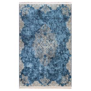 Laagpolig vloerkleed Caimas Royal geweven stof - Blauw/beige - 120 x 170 cm