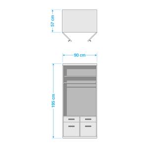 Armoire Mernda Blanc / Imitation chêne de Sonoma - 2 porte