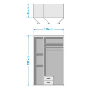 Draaideurkast Middleton Artisan eikenhouten look/antracietkleurig - Breedte: 120 cm