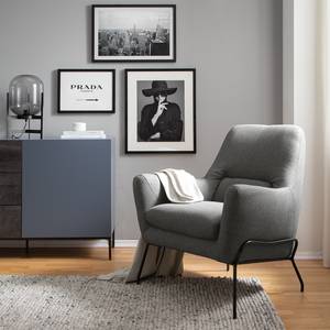 Loungefauteuil Lasne geweven stof - grijs