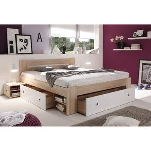 Bedframe Stefan Sonoma eikenhout/wit - Sonoma eikenhouten look/wit - 180 x 200cm