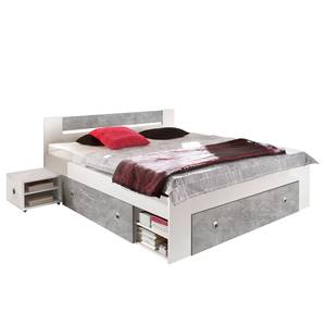 Bedframe Stefan Sonoma eikenhout/wit - Concrete look/Wit - 140 x 200cm