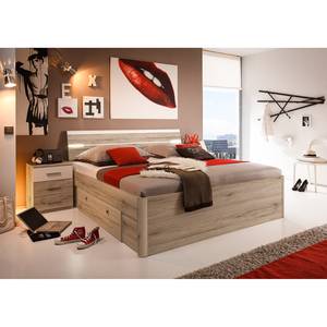 Bedframe Veneta (3-delig) wit/Sonoma eikenhouten look - Lichte San Remo eikenhouten look/alpinewit