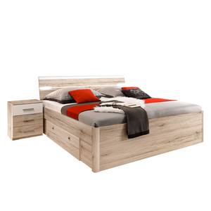 Bedframe Veneta (3-delig) wit/Sonoma eikenhouten look - Lichte San Remo eikenhouten look/alpinewit