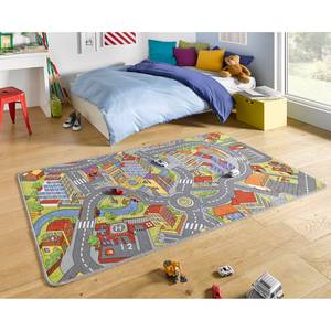 Kindervloerkleed Smart City textielmix - grijs/meerdere kleuren - 90 x 200 cm