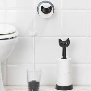 Dérouleur papier WC Miaou Avec ventouse - matière plastique - Noir