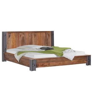 Houten bed Linx massief mangohout - mangohout/stalen look - 180 x 200cm