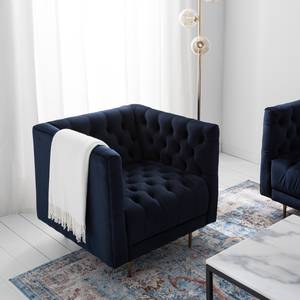 Fauteuil Reynella Velours - Bleu marine