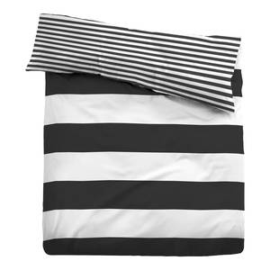 Parure de lit Bukkemose Coton - Blanc / Noir - Noir - 155 x 200 cm + oreiller 80 x 80 cm