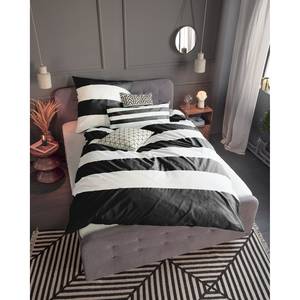 Parure de lit Bukkemose Coton - Blanc / Noir - Noir - 200 x 200 cm + 2 oreillers 80 x 80 cm