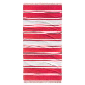 Handdoek Tanti katoen - wit/rood