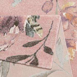 Laagpolig vloerkleed Summer Breeze geweven stof - Rozerood/wit - 80 x 150 cm