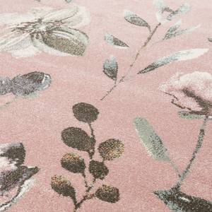 Laagpolig vloerkleed Summer Breeze geweven stof - Rozerood/wit - 133 x 200 cm