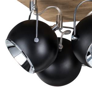 LED-plafondlamp Ball staal/massief eikenhout - Zwart - Aantal lichtbronnen: 4