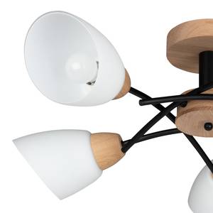 Plafondlamp Viletta melkglas/massief eikenhout - Beige - Aantal lichtbronnen: 5