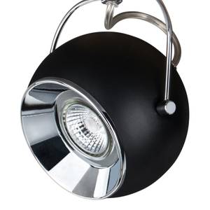 LED-Deckenleuchte Ball Stahl / Eiche massiv - Schwarz - Flammenanzahl: 3