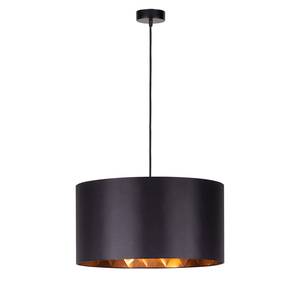 Hanglamp Victoria textielmix/staal - 1 lichtbron - Zwart/Koperkleurig