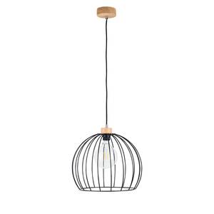 Suspension Coop Acier / Chêne massif - 1 ampoule - Diamètre : 37 cm