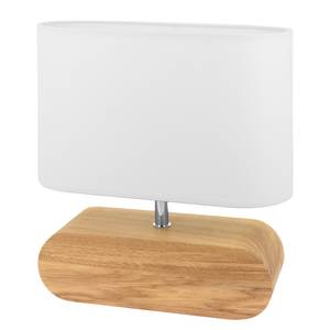 Lampe Marinna I Tissu mélangé / Chêne massif - 1 ampoule - Blanc